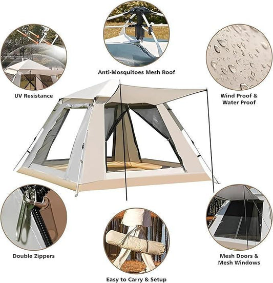 Cort de camping pentru 4 persoane, cu 2 usi, 200x200x150cm, gri Z-TOOLS / ZTS 8466 - 221.ro