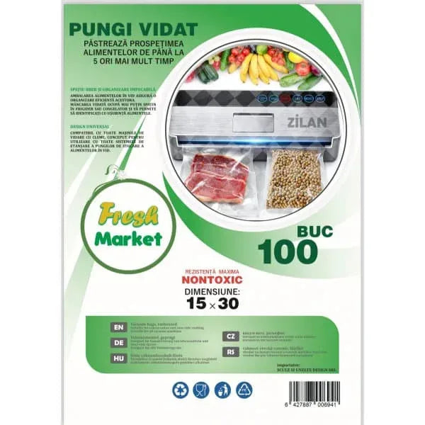 Set 100 pungi de vidat Gofrate, Fresh, 15x30cm Z-TOOLS / ZTS 8479 - 221.ro