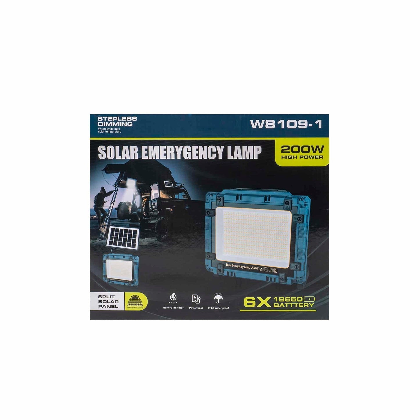 Proiector led cu incarcare solara si USB, 200W, panou incorporabil si detasabil Z-TOOLS / ZTS 8672 - 221.ro