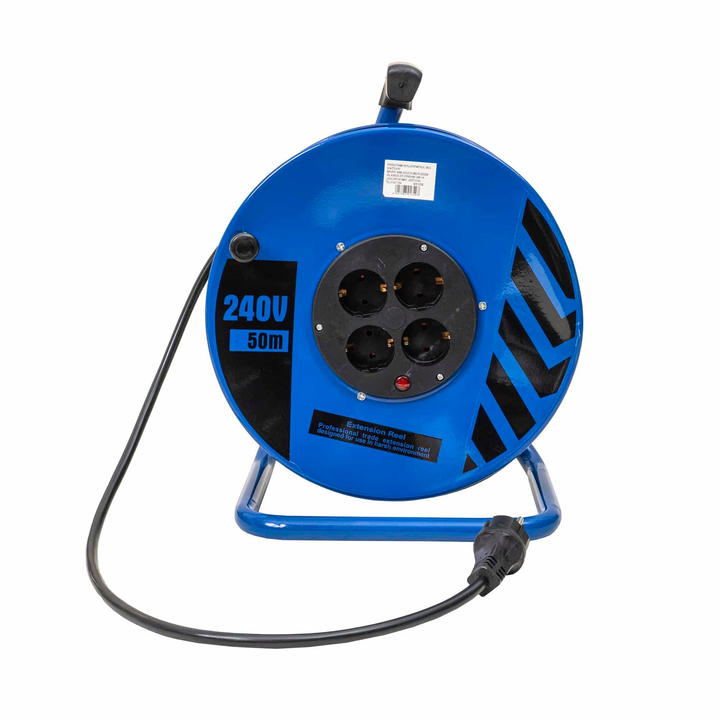 Rola prelungitor cablu cu 4 prize, 3×2.5mm, 50m, metalica Z-TOOLS / ZTS9187