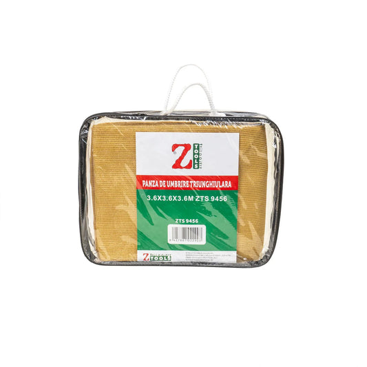 Panza de umbrire triunghiulara, 3.6x3.6x3.6m, crem, Z-TOOLS / ZTS9456 - 221.ro