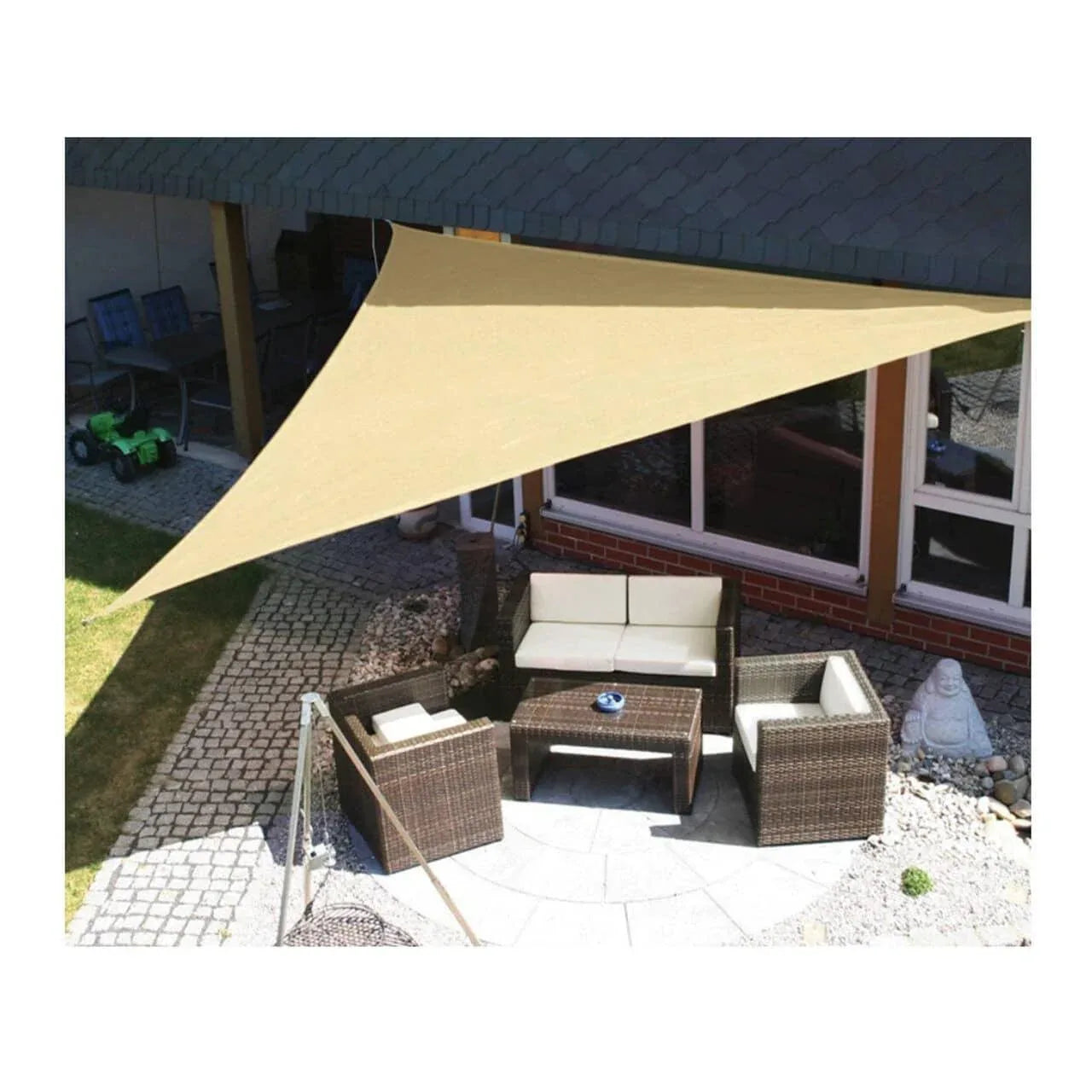 Panza de umbrire triunghiulara, 3.6x3.6x3.6m, crem, Z-TOOLS / ZTS9456 - 221.ro