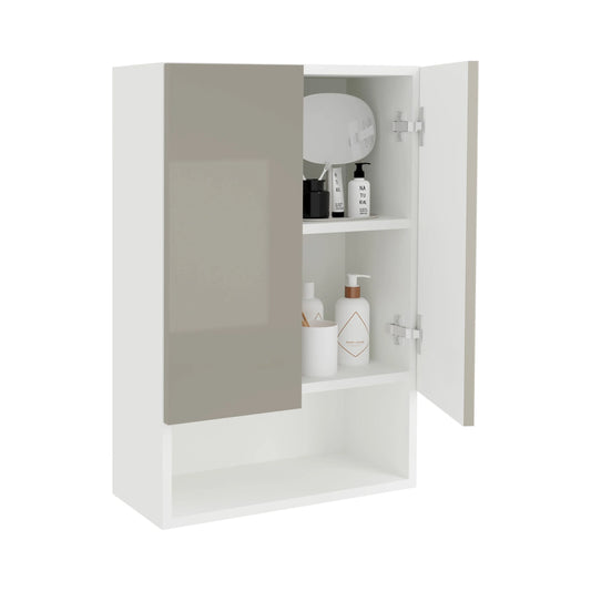 Corp Baie haaus Zed, Suspendat, 2 Usi, Gri Lucios/Alb, MDF, L 48 x l 22 x H 72 cm