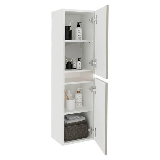 Soldat Baie haaus Zed, Suspendat, 2 Usi, Gri Lucios/Alb, MDF, L 29 x l 22 x 104 cm