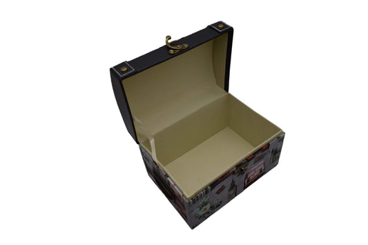 Cufar din piele ecologica cu imprimeu, Naimeed D47-1, 24 x 16,5 x 16,5 cm