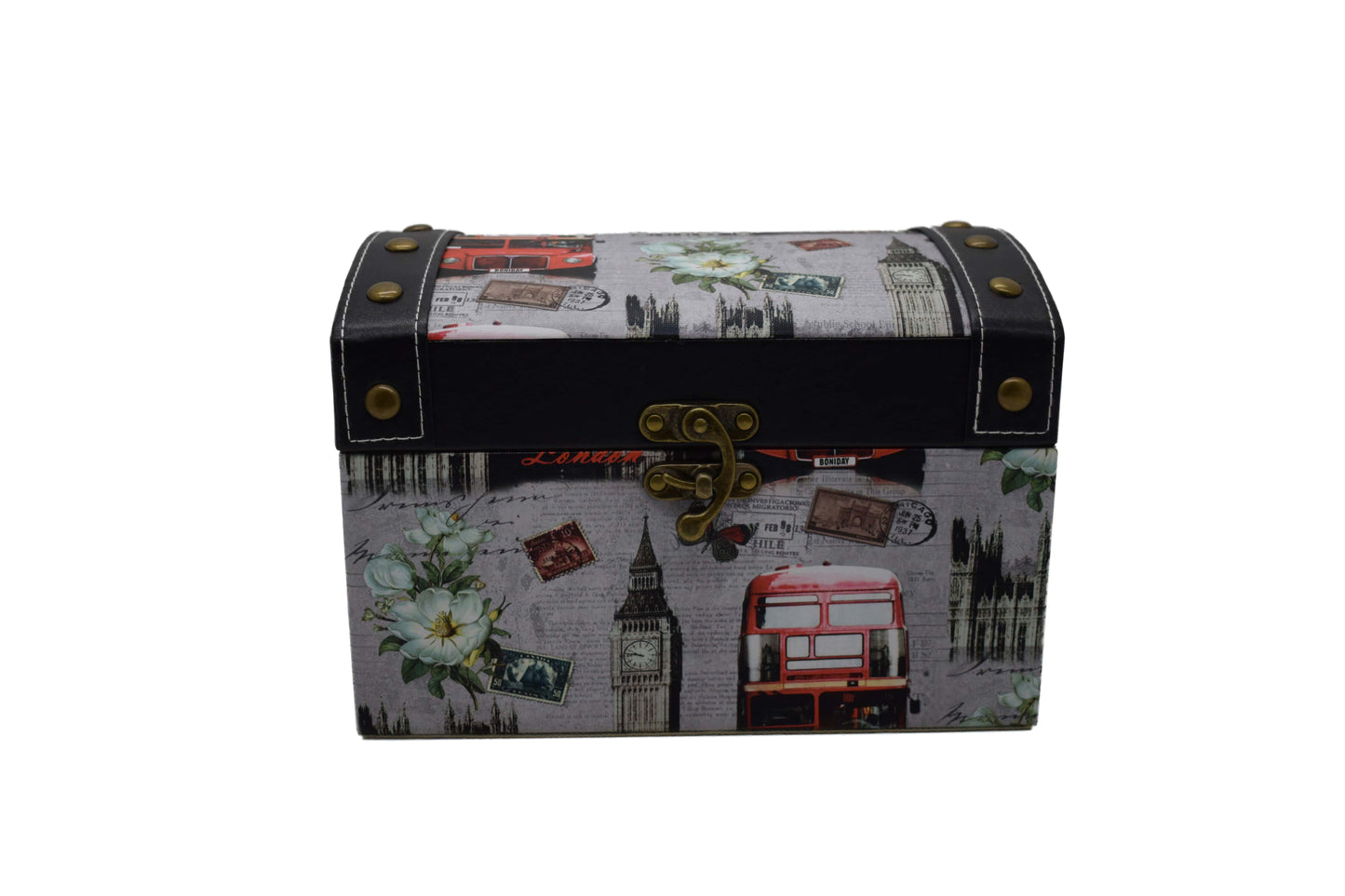 Cufar din piele ecologica cu imprimeu, Naimeed D47-1, 24 x 16,5 x 16,5 cm