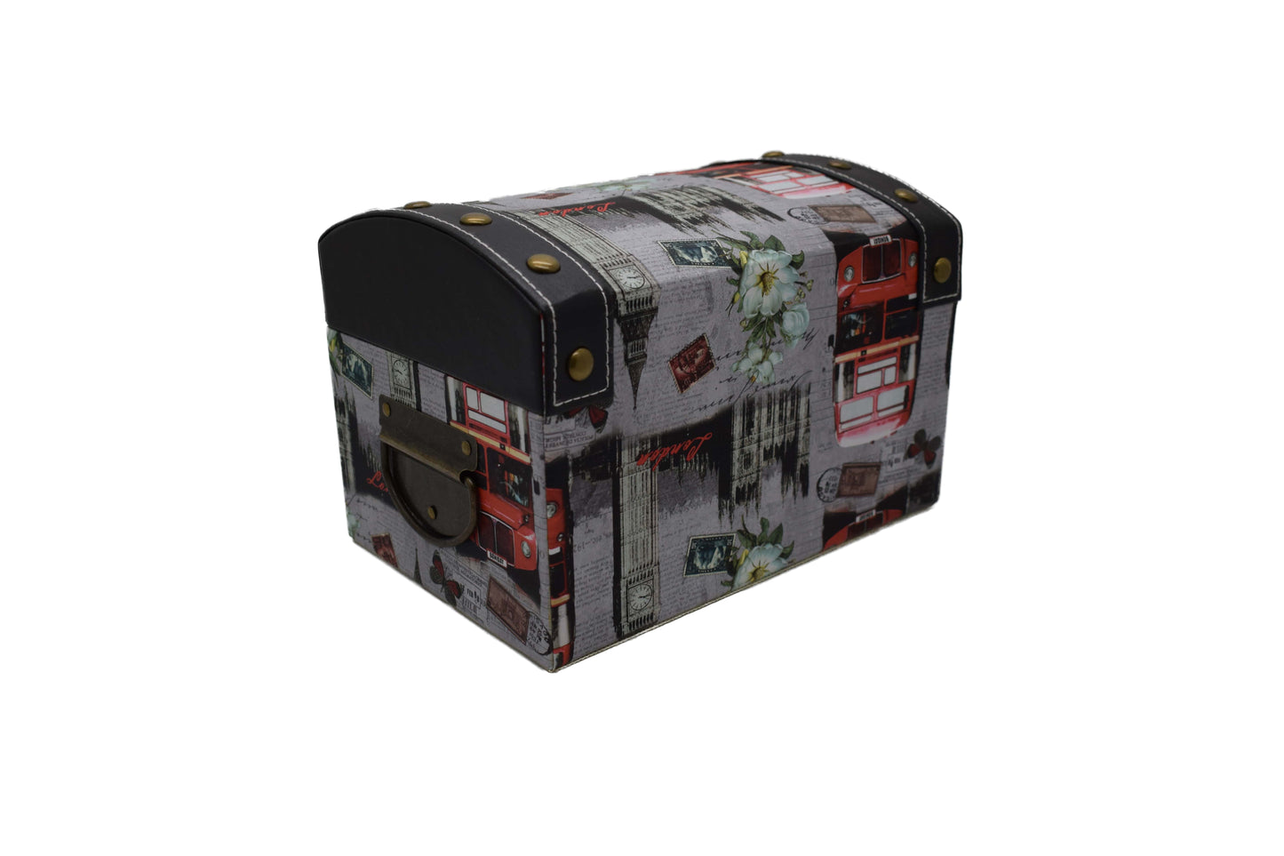 Cufar din piele ecologica cu imprimeu, Naimeed D47-1, 24 x 16,5 x 16,5 cm