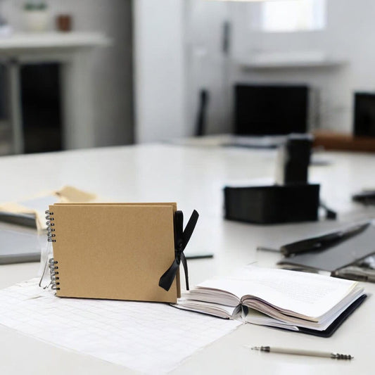 Album foto dreptunghiular cu spirală si panglică satin - Kraft