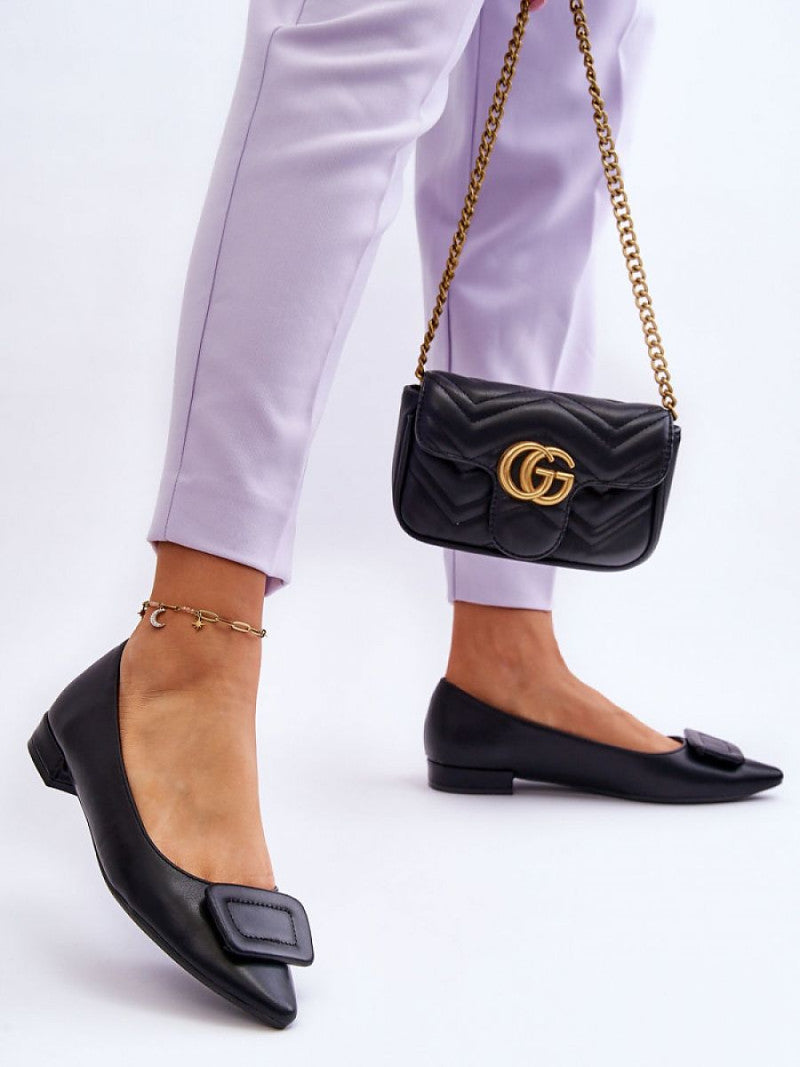 Balerini Step in style, Model 181056, Negru - material imitație de piele Footbed imitație de piele Înălţimea tocului 2 cm