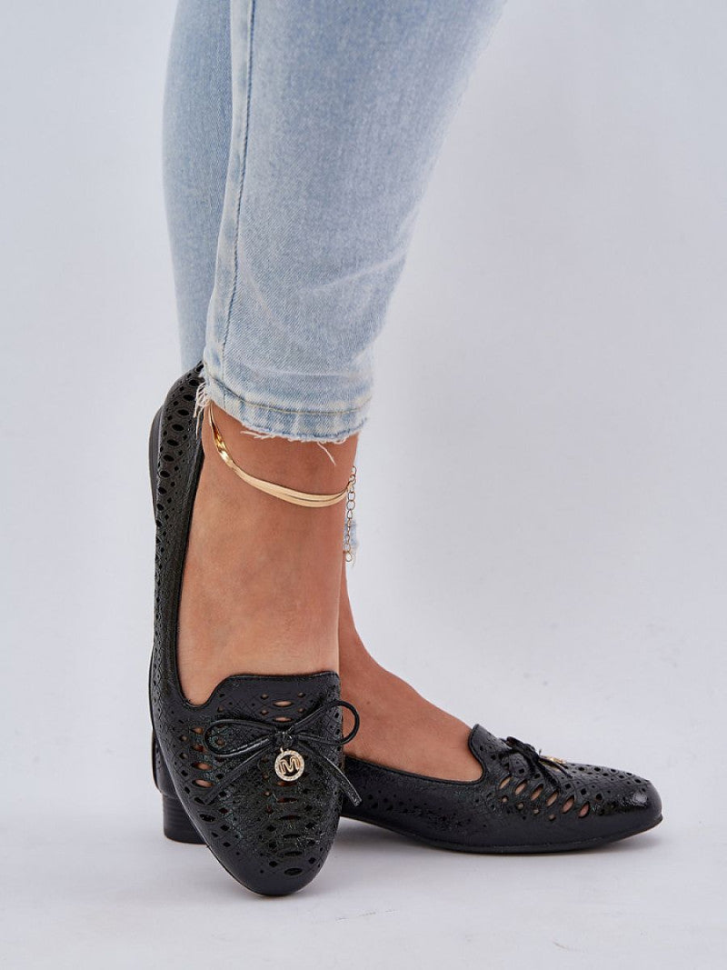 Balerini Step in style, Model 208449, Negru - material imitație de piele Footbed piele naturala Înălţimea carâmbului 6 cm Înălţimea tocului 2 cm