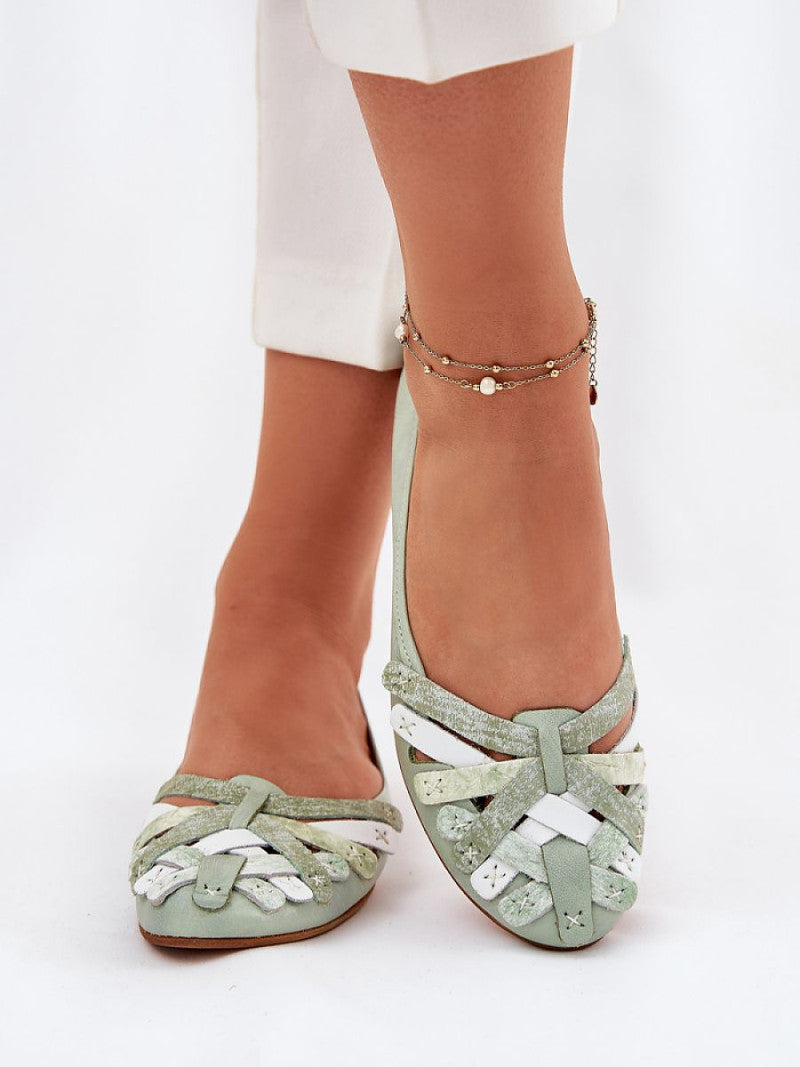 Balerini Step in style, Model 211973, Verde - material piele naturala Footbed piele naturala Înălţimea carâmbului 5.5 cm Înălţimea tocului 1 cm