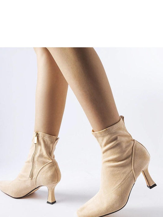 Botine cu toc Solea, Model 204739, Bej - material Zam din piele ecologică Înălţimea tocului 7 cm