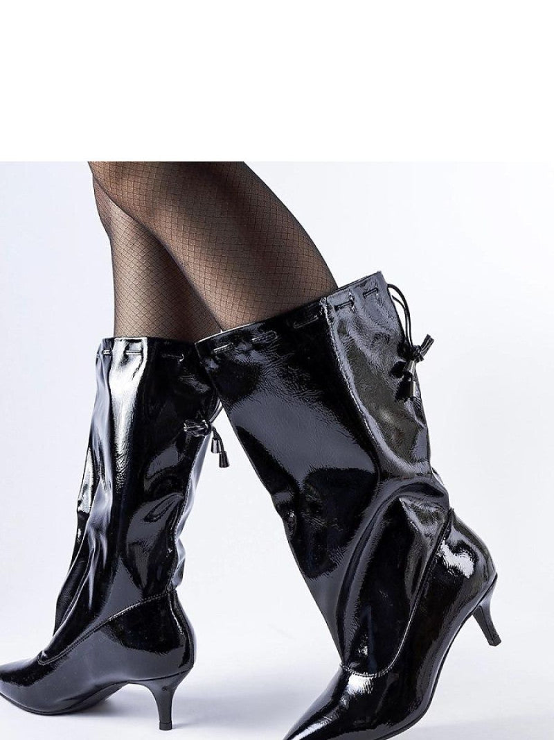 Botine cu toc Solea, Model 204743, Negru - material Zam din piele ecologică Înălţimea tocului 5,5 cm