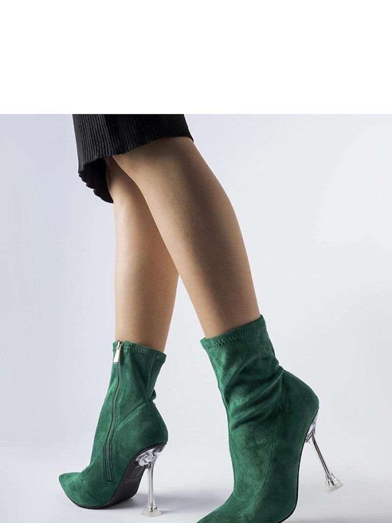 Botine cu toc Solea, Model 204822, Verde - material Zam din piele ecologică Înălţimea tocului 11,5 cm