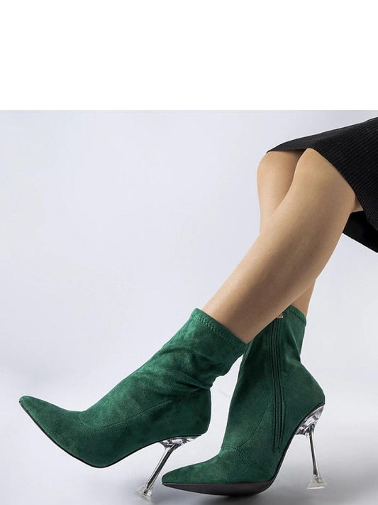 Botine cu toc Solea, Model 204822, Verde - material Zam din piele ecologică Înălţimea tocului 11,5 cm