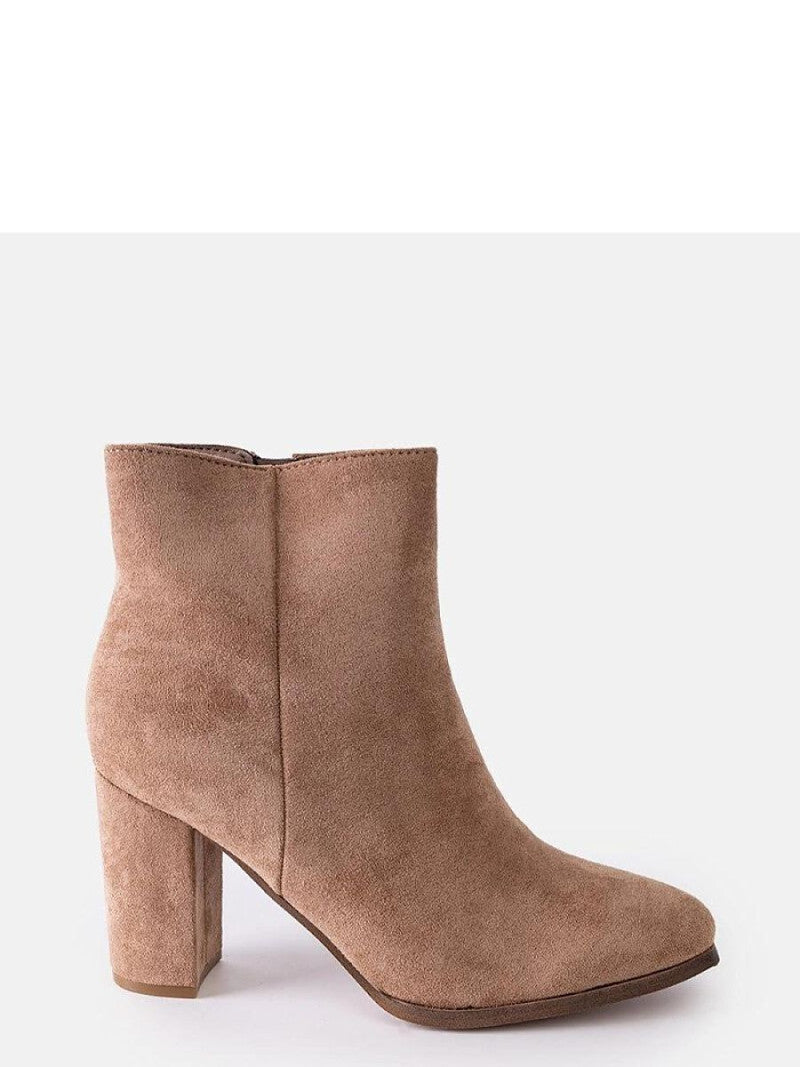 Botine cu toc Solea, Model 204826, Bej - material Zam din piele ecologică Înălţimea tocului 8 cm