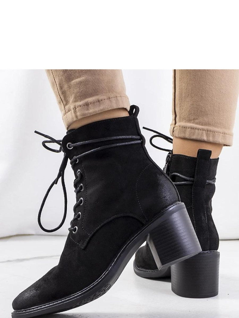 Botine cu toc Solea, Model 204856, Negru - Înălţimea tocului 6,5 cm