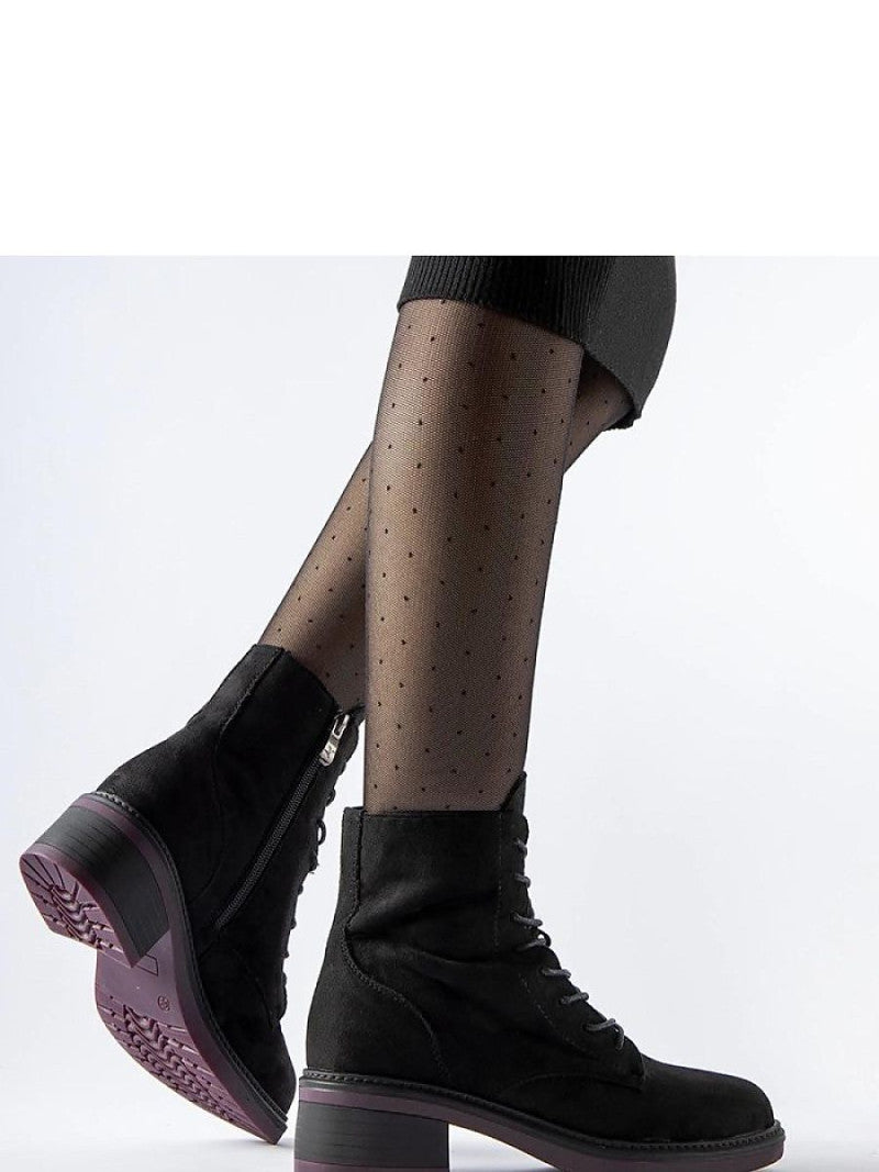 Botine cu toc Solea, Model 205084, Negru - material Zam din piele ecologică Înălţimea tocului 5 cm