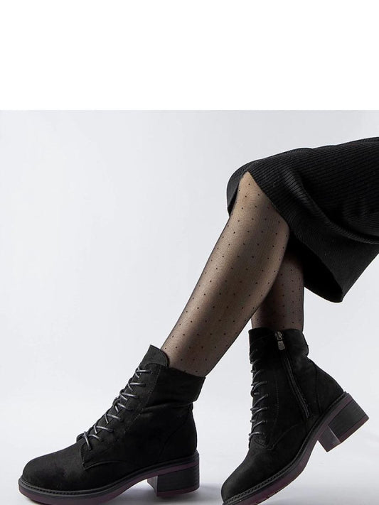 Botine cu toc Solea, Model 205084, Negru - material Zam din piele ecologică Înălţimea tocului 5 cm