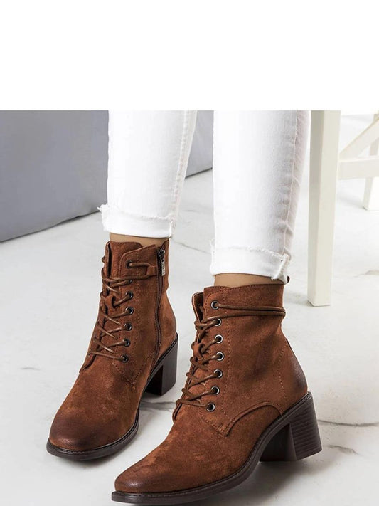 Botine cu toc Solea, Model 205139, Maro - Înălţimea tocului 6,5 cm