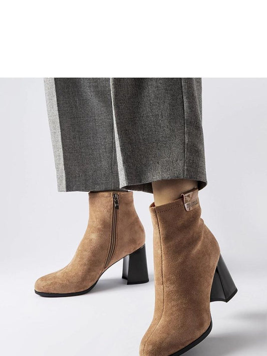 Botine cu toc Solea, Model 205851, Bej - material Zam din piele ecologică Înălţimea tocului 7,5 cm