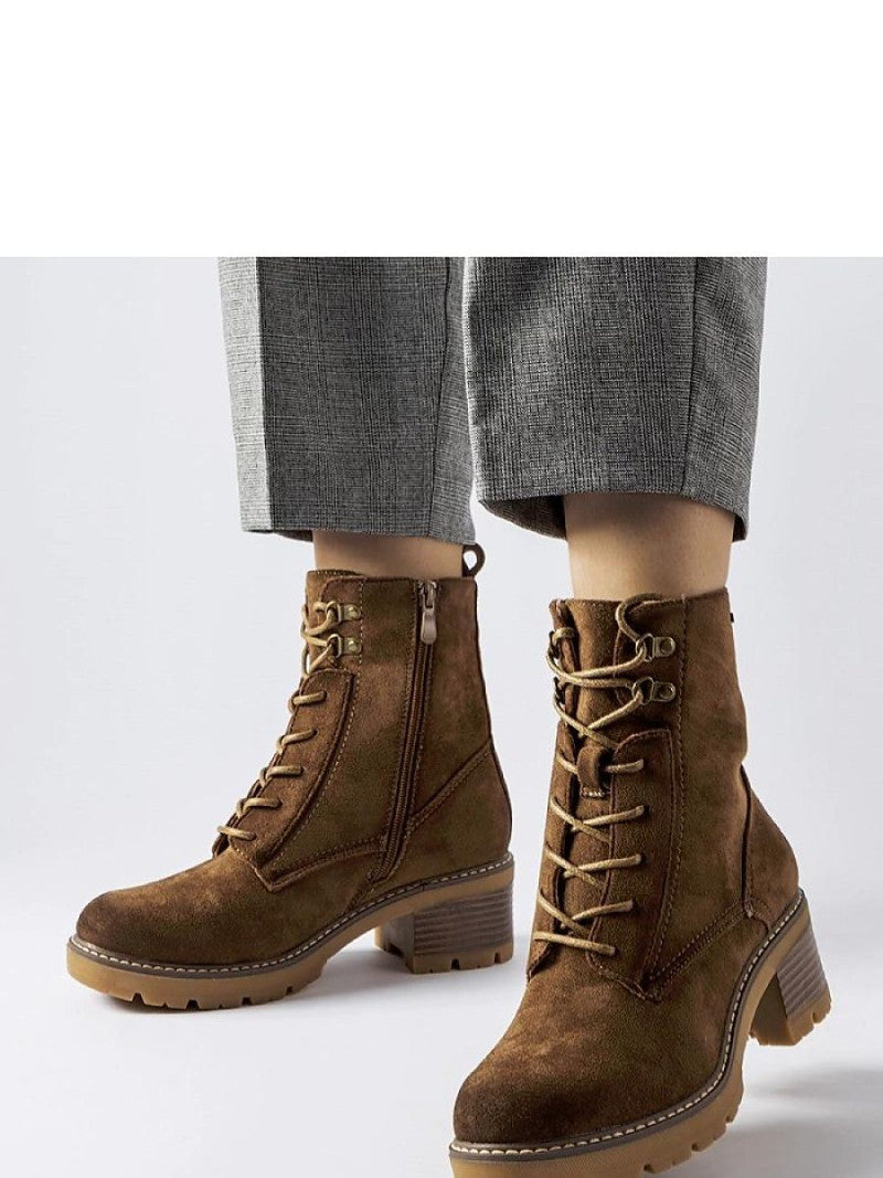 Botine cu toc Solea, Model 205853, Maro - material Zam din piele ecologică Înălţimea tocului 5,5 cm