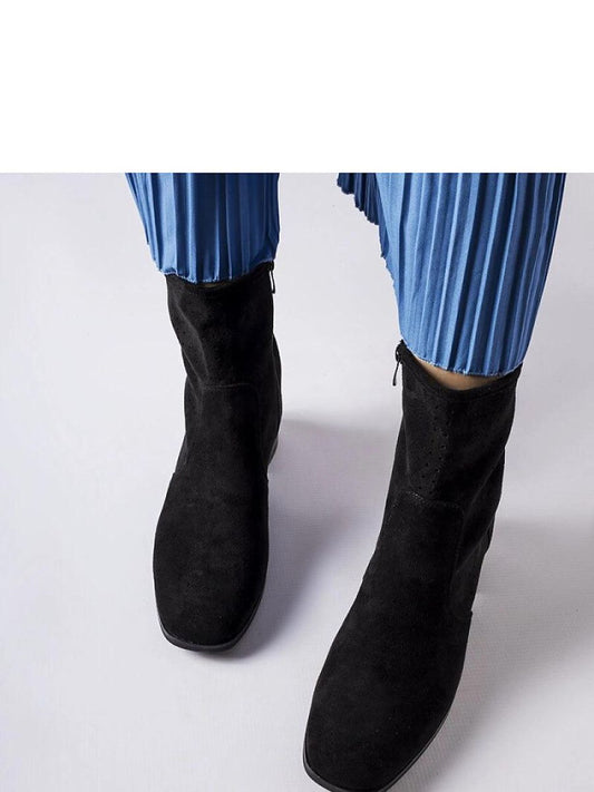 Botine cu toc Solea, Model 205871, Negru - material Zam din piele ecologică Înălţimea tocului 5 cm