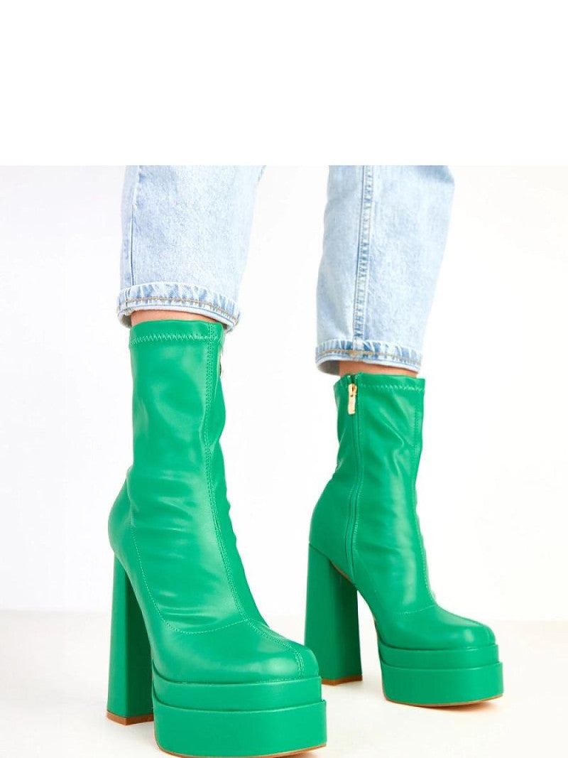 Botine cu toc Solea, Model 217894, Verde - material imitație de piele Footbed pânză Înălţimea carâmbului 17.5 cm Înălţimea tocului 15 cm Înălţimea platformei 5 cm