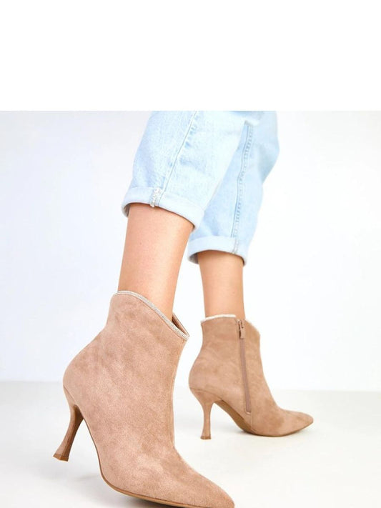 Botine cu toc Solea, Model 217907, Bej - material piele artificiala piele Footbed pânză Înălţimea carâmbului 12 cm Înălţimea tocului 8.5 cm