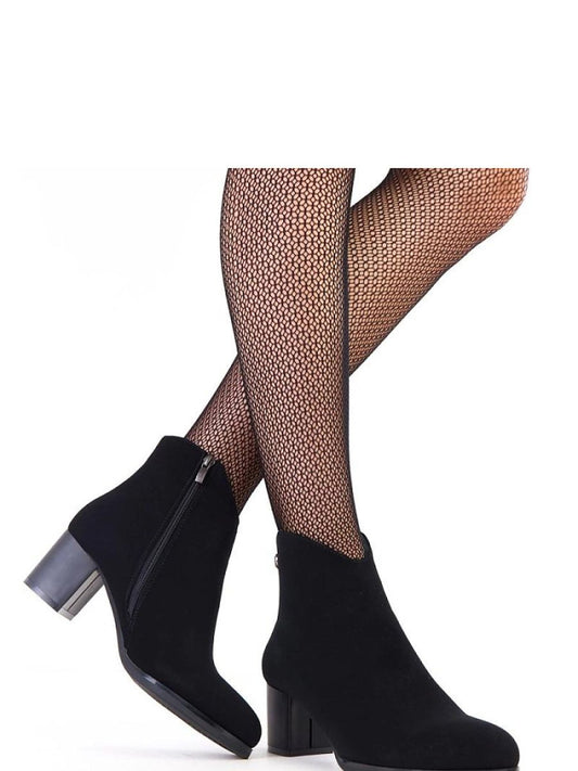 Botine cu toc Solea, Model 218816, Negru - material imitație de piele Footbed pânză Înălţimea carâmbului 17.5 cm Înălţimea tocului 5.5 cm