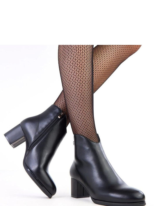 Botine cu toc Solea, Model 218817, Negru - material imitație de piele Footbed pânză Înălţimea carâmbului 17.5 cm Înălţimea tocului 5.5 cm