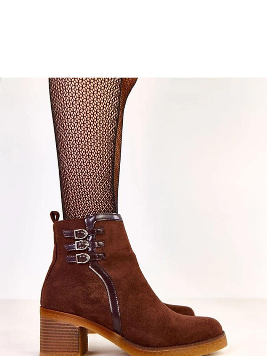 Botine cu toc Solea, Model 219643, Maro - material piele artificiala piele Footbed pânză Înălţimea carâmbului 11.5 cm Înălţimea tocului 7 cm