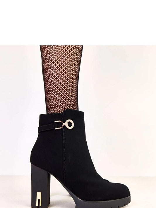 Botine cu toc Solea, Model 219958, Negru - material piele artificiala piele Footbed pânză Înălţimea carâmbului 12.5 cm Înălţimea tocului 9.5 cm