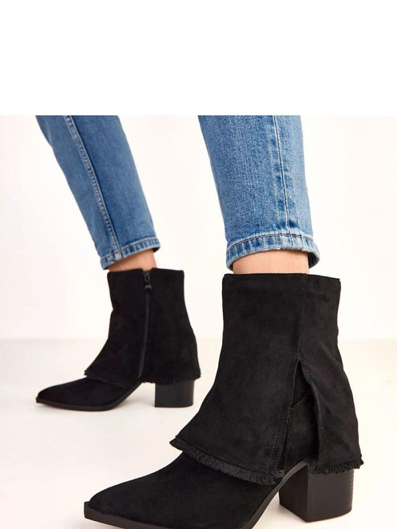 Botine cu toc Solea, Model 220268, Negru - material piele artificiala piele Footbed pânză Înălţimea carâmbului 13 cm Înălţimea tocului 9 cm