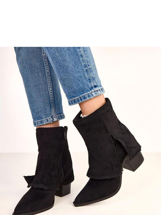 Botine cu toc Solea, Model 220268, Negru - material piele artificiala piele Footbed pânză Înălţimea carâmbului 13 cm Înălţimea tocului 9 cm