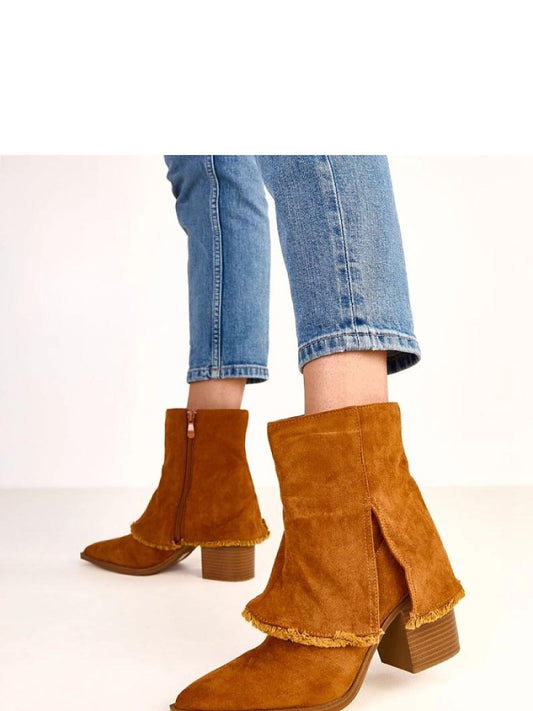 Botine cu toc Solea, Model 220270, Maro - material piele artificiala piele Footbed pânză Înălţimea carâmbului 13 cm Înălţimea tocului 9 cm