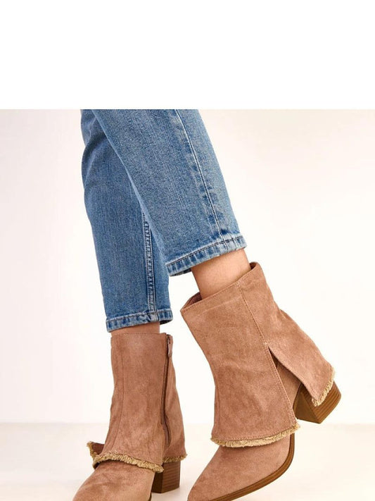 Botine cu toc Solea, Model 220271, Bej - material piele artificiala piele Footbed pânză Înălţimea carâmbului 13 cm Înălţimea tocului 9 cm