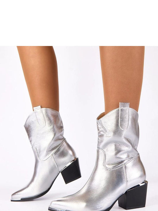 Botine cu toc Solea, Model 222345, Gri - material imitație de piele Footbed pânză Înălţimea carâmbului 20 cm Înălţimea tocului 7 cm