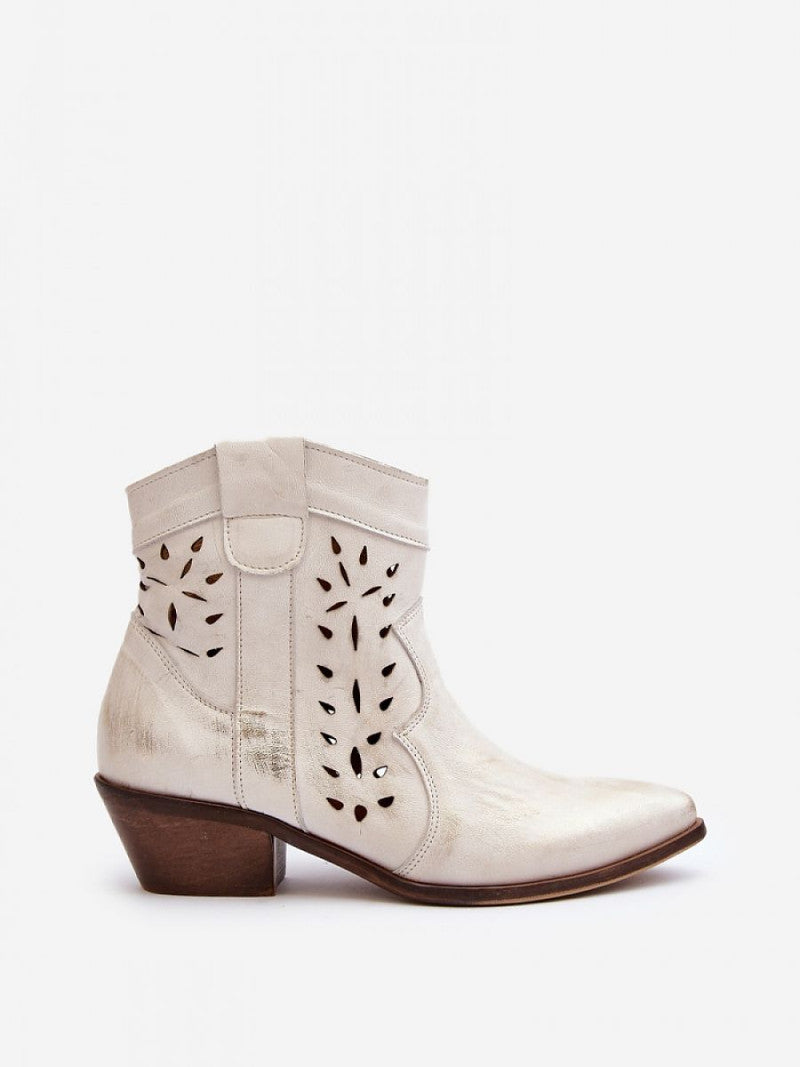 Botine cu toc Step in style, Model 193147, Gri - material piele naturala Footbed piele naturala Înălţimea carâmbului 13 cm Înălţimea tocului 5 cm