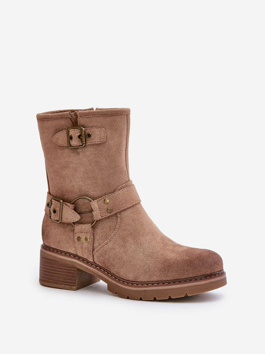 Botine cu toc Step in style, Model 201885, Bej - material piele artificiala piele Căptușeală pânză Footbed pânză Înălţimea carâmbului 18 cm Înălţimea tocului 5 cm