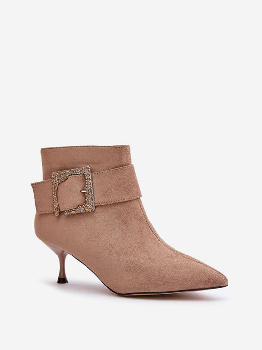 Botine cu toc Step in style, Model 201889, Bej - material piele artificiala piele Căptușeală pânză Footbed imitație de piele Înălţimea carâmbului 11.5 cm Înălţimea tocului 5.5 cm