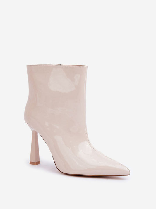 Botine cu toc Step in style, Model 204684, Bej - material imitație de piele Căptușeală pătură de pantofi Footbed pătură de pantofi Înălţimea carâmbului 11.5 cm Înălţimea tocului 10 cm