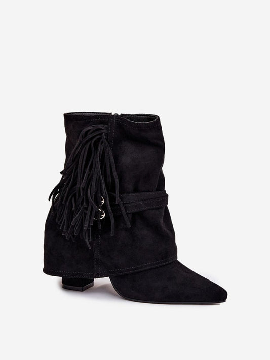 Botine cu toc Step in style, Model 217179, Negru - material piele artificiala piele Footbed pânză Înălţimea carâmbului 15 cm Înălţimea tocului 10 cm