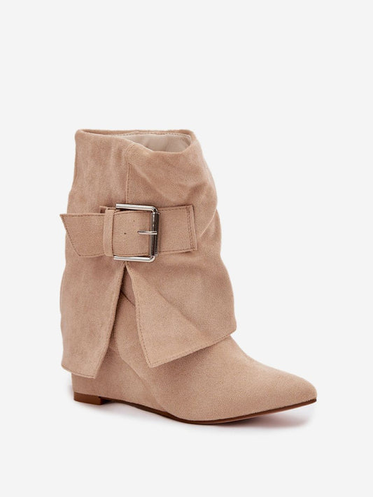 Botine cu toc Step in style, Model 217186, Bej - material piele artificiala piele Footbed pânză Înălţimea carâmbului 18.5 cm Înălţimea tocului 8 cm