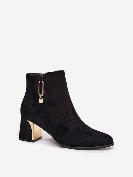 Botine cu toc Step in style, Model 217724, Negru - material piele artificiala piele Footbed pânză Înălţimea carâmbului 11 cm Înălţimea tocului 7 cm