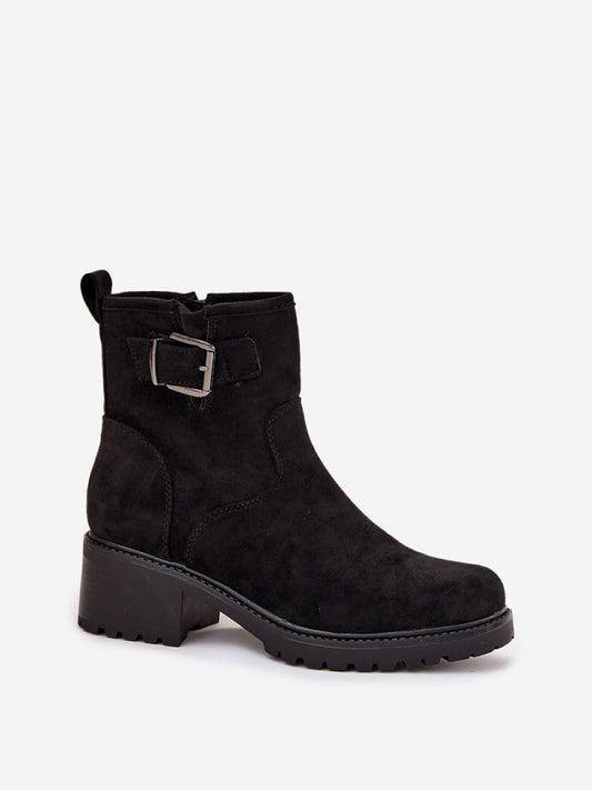 Botine cu toc Step in style, Model 217814, Negru - material piele artificiala piele Căptușeală pătură de pantofi Footbed pătură de pantofi Înălţimea carâmbului 14 cm Înălţimea tocului 5 cm