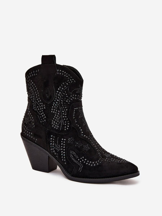 Botine cu toc Step in style, Model 218512, Negru - material piele artificiala piele Căptușeală pătură de pantofi Footbed pătură de pantofi Înălţimea carâmbului 13.5 cm Înălţimea tocului 7 cm