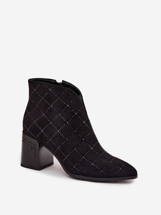 Botine cu toc Step in style, Model 219270, Negru - material piele artificiala piele Căptușeală pătură de pantofi Footbed pătură de pantofi Înălţimea carâmbului 10 cm Înălţimea tocului 7.5 cm