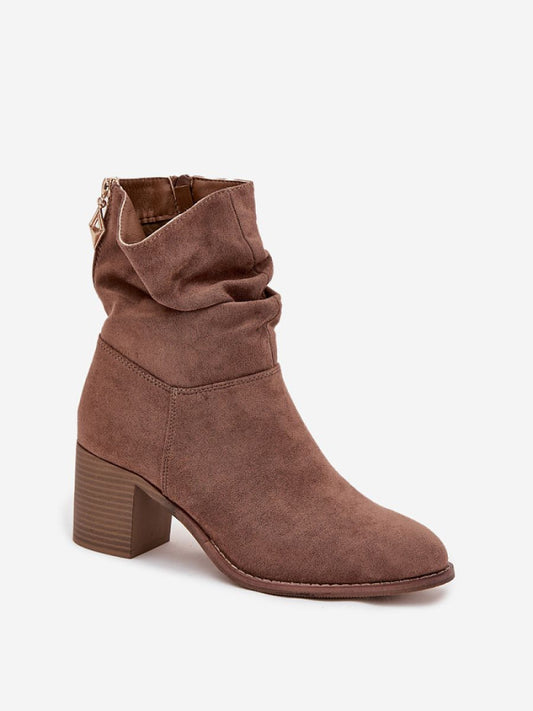 Botine cu toc Step in style, Model 219396, Maro - material piele artificiala piele Footbed imitație de piele Înălţimea carâmbului 16.5 cm Înălţimea tocului 7 cm