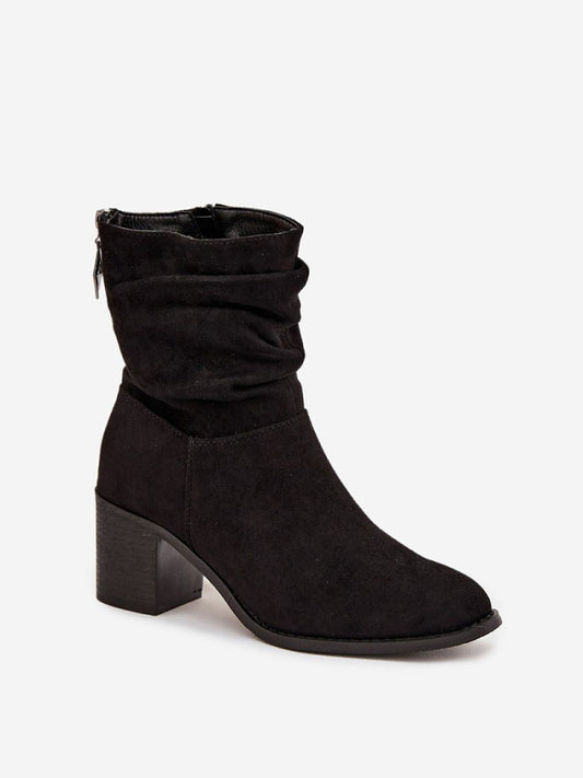 Botine cu toc Step in style, Model 219397, Negru - material piele artificiala piele Footbed imitație de piele Înălţimea carâmbului 16.5 cm Înălţimea tocului 7 cm